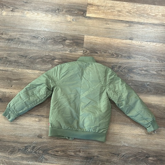 Levi's Bomber Jacket Boys Small Green Nylon Logo Embroidered Patch Zipsw/pockets - Picture 12 of 15